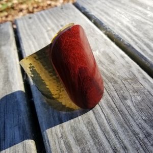 Designer hammered brass cuff wood jewelry